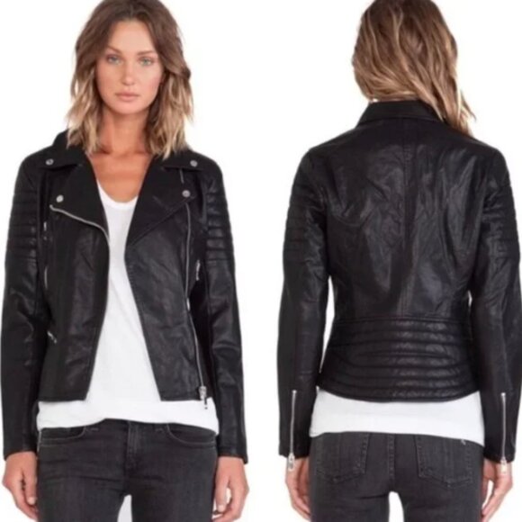Blank NYC Faux Leather Quilted Moto Biker Jacket Black Small - Picture 2 of 15
